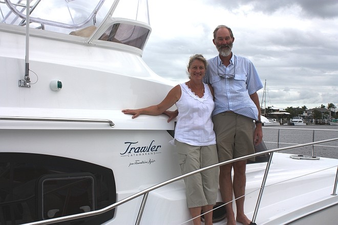 Val and Peter Salisbury camping onboard a Fountaine Pajot Trawler power catamaran waiting out the summer before returning to Fiji to sail their boat home - Multihull Solutions: © Multihull Solutions http://www.multihullsolutions.com.au/